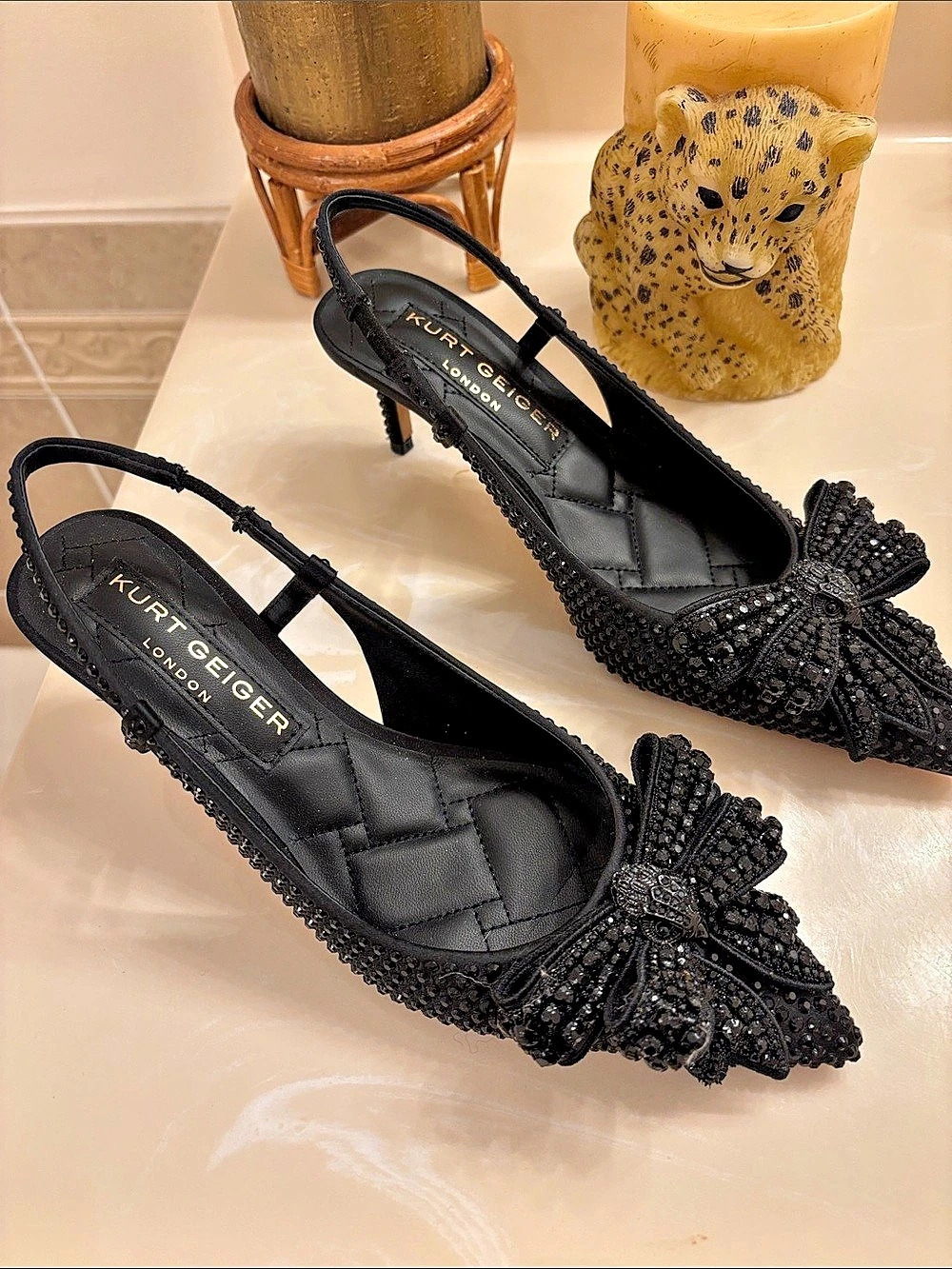 KURT GEIGER LONDON Belgravia Bow Slingback Heels Black